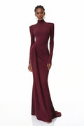 Neve Red High Neck Twist Knot Maxi Dress