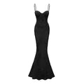 Théoline Black Floral Appliqué Corset Maxi Dress (Final Sale-US Only)