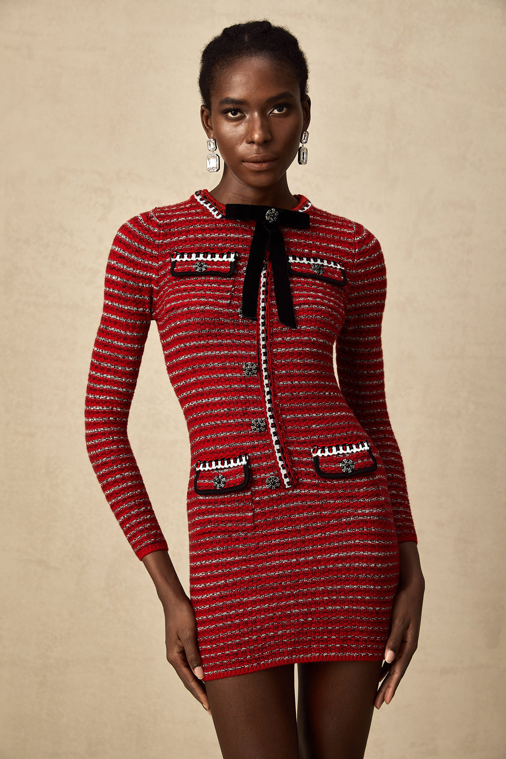 Faustine bow-detailed knit mini dress (Final Sale-US Only)