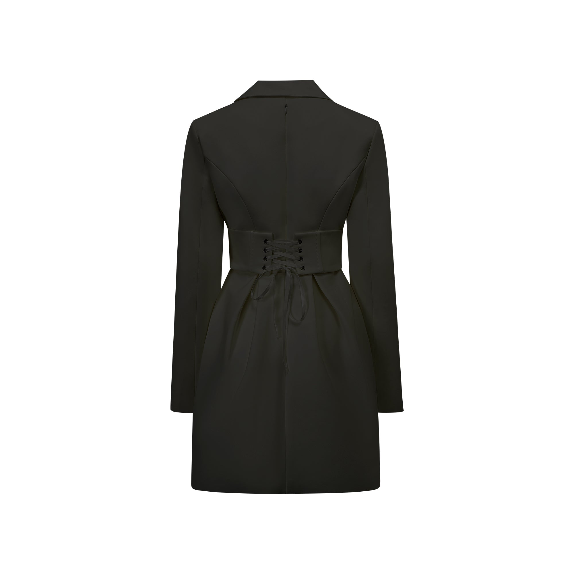 Vestido mini blazer negro con estructura y detalles en la parte superior, diseñado por Final Sale.