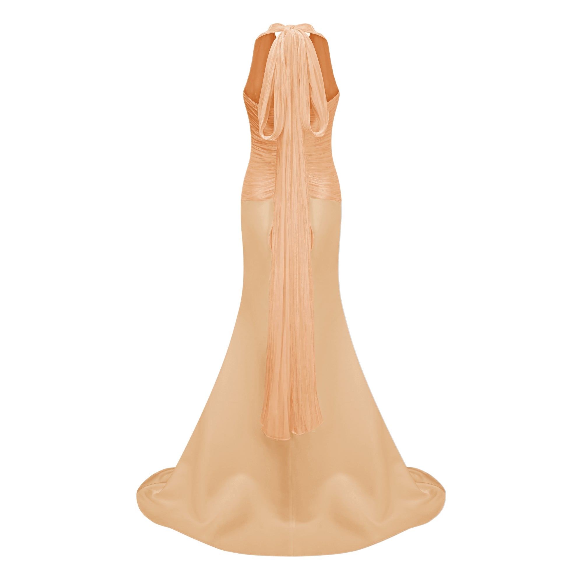 Emmeline Orange Train Design Gathered Maxi Dress (Final Sale-US Only)