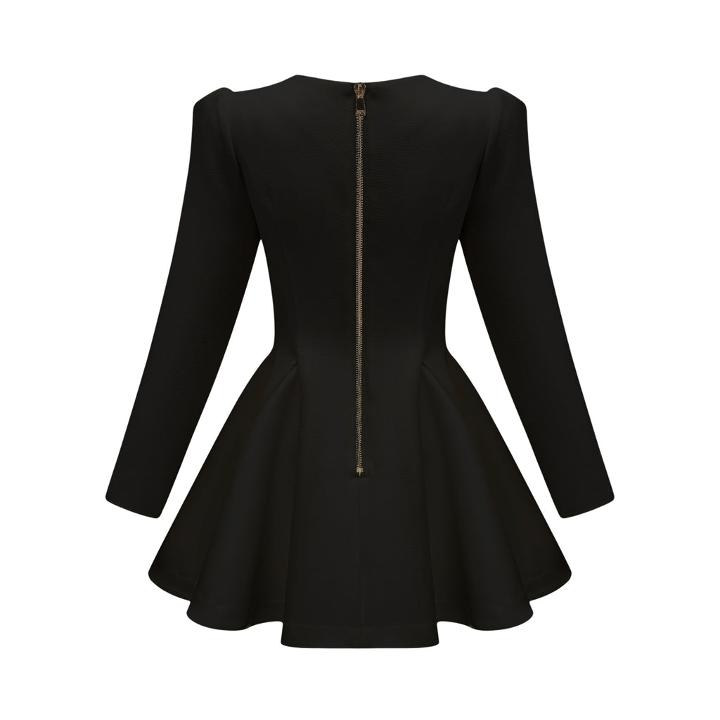 Élise pleated peplum-hem blazer dress in Black (Final Sale-US Only)
