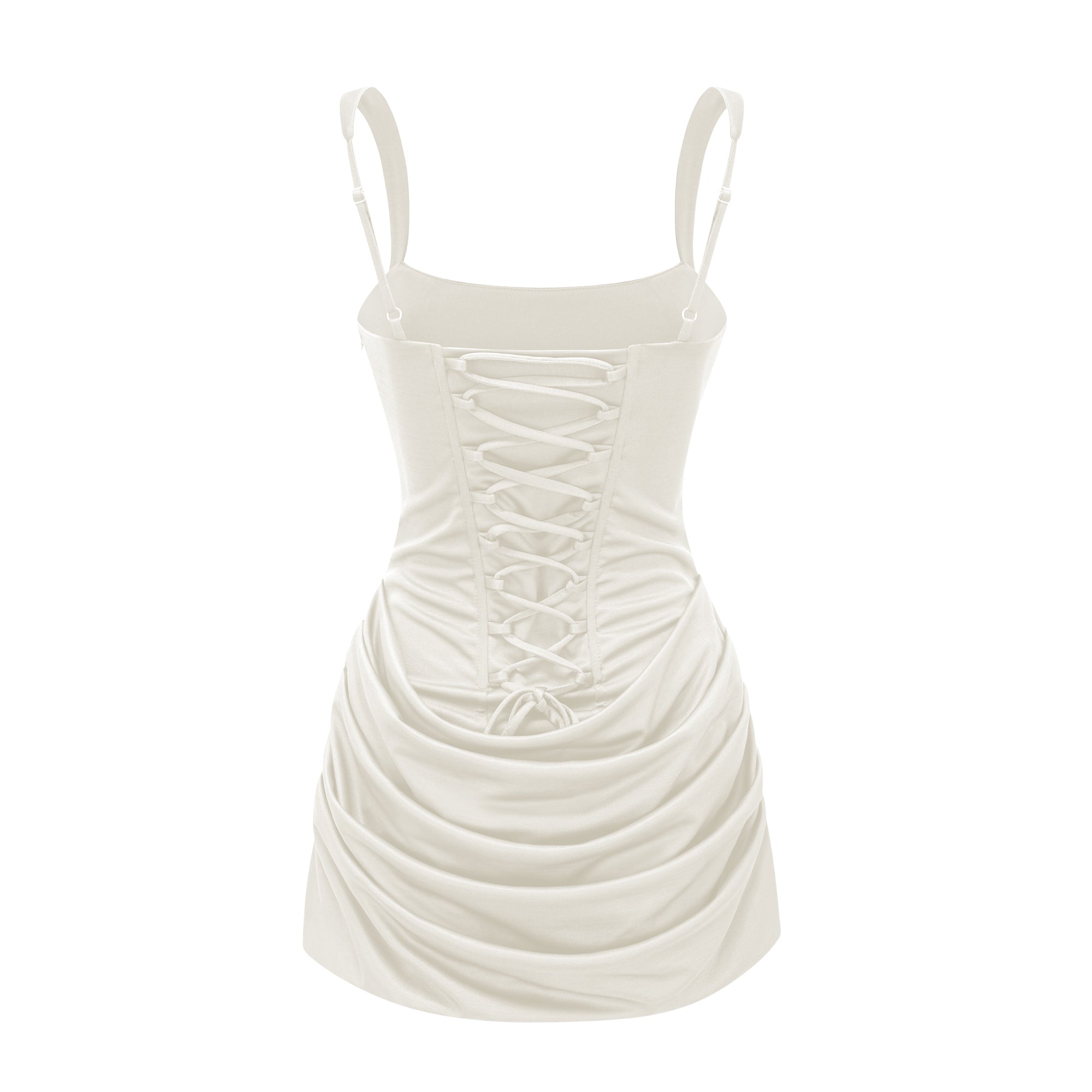 Paulette White Ruched Bodycon Mini Dress (Final Sale-US Only)