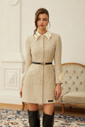 Vestido mini de tweed Élodie Neutral 3D Petal de Final Sale, con diseño elegante y detalles en tonos neutros.
