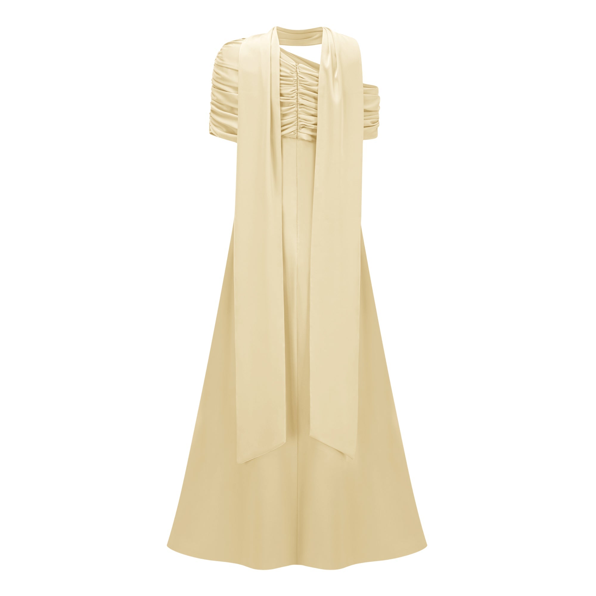 Benedetta Yellow One Shoulder Satin Maxi Dress(Final Sale-US Only)