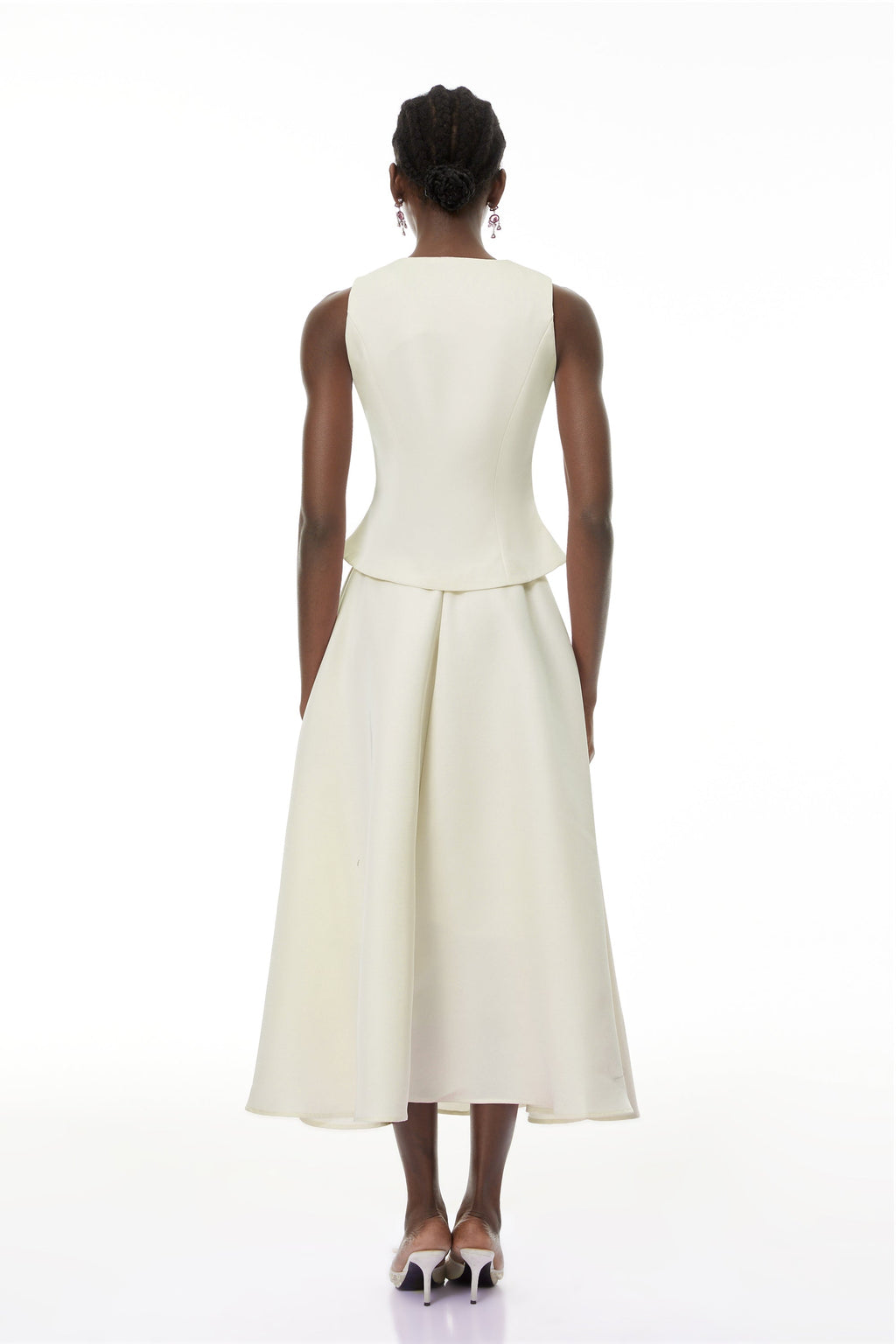 Wilhelmine Neutral Embellished Top & Skirt Set