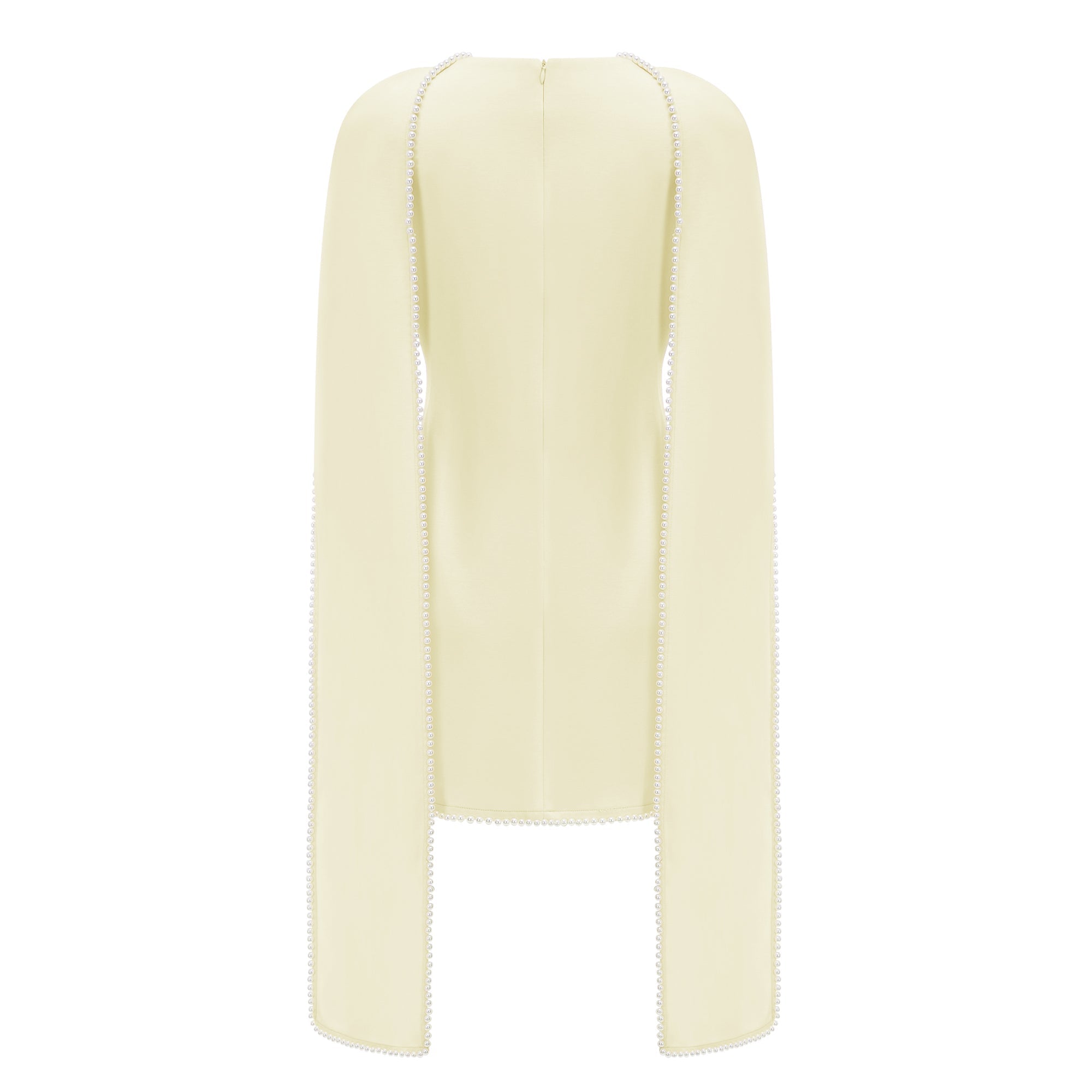 Piroska Yellow Sleeveless Pearl Trim Mini Dress