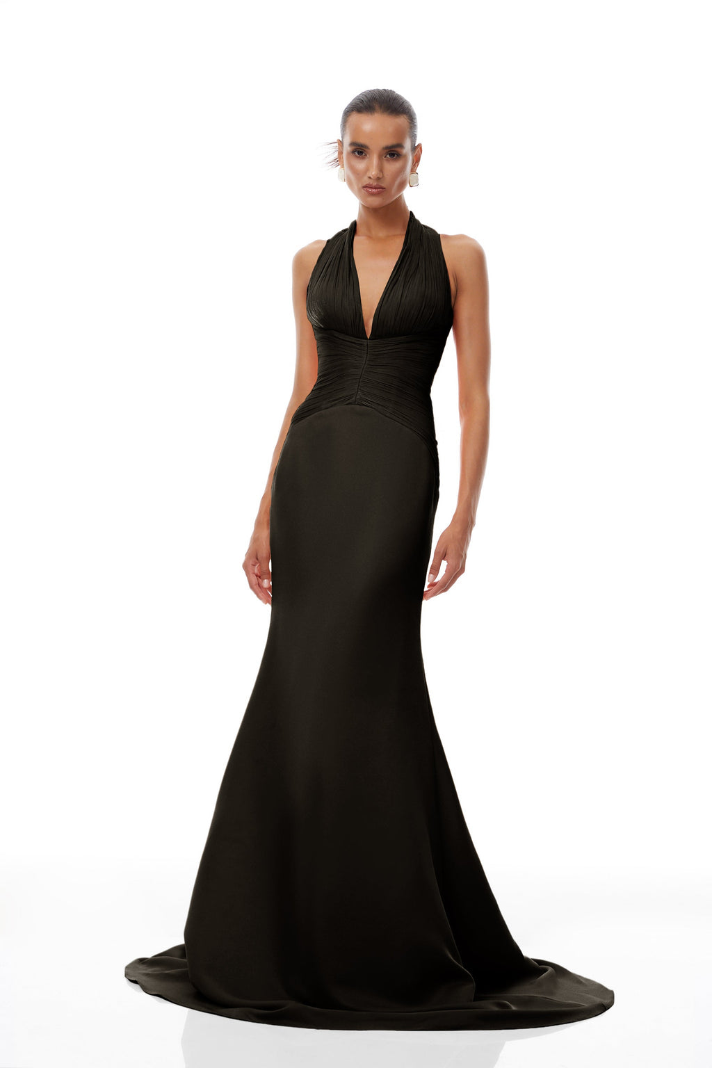 Emmeline Black Train Design Gathered Maxi Dress (Final Sale-US Only)