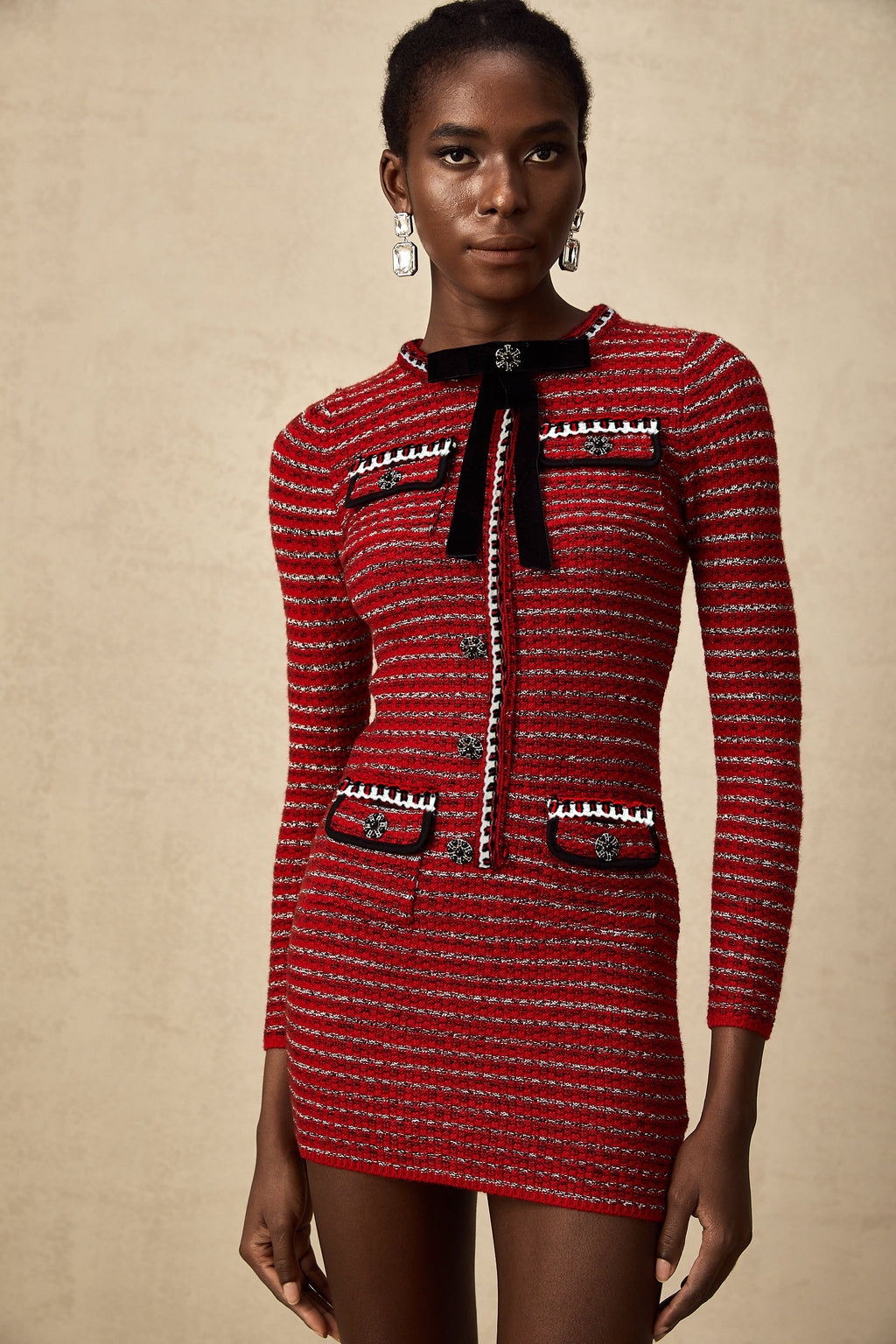 Faustine bow-detailed knit mini dress (Final Sale-US Only)