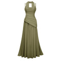 Romane Green Strapless Corset Chiffon Maxi Dress