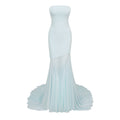 Josiane Blue Off-shoulder Sheer Tulle Maxi Dress (Final Sale-US Only)