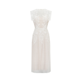 Vestido midi de tul con apliques de flores de la marca Final Sale, diseño elegante y femenino en tonos suaves.