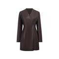 Vestido mini blazer de cuero marrón Solange de Final Sale, con diseño ajustado y cuello en V, para un estilo elegante y moderno.