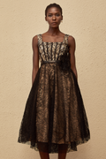 Sandrine Black Floral Lace Midi Dress (Final Sale-US Only)