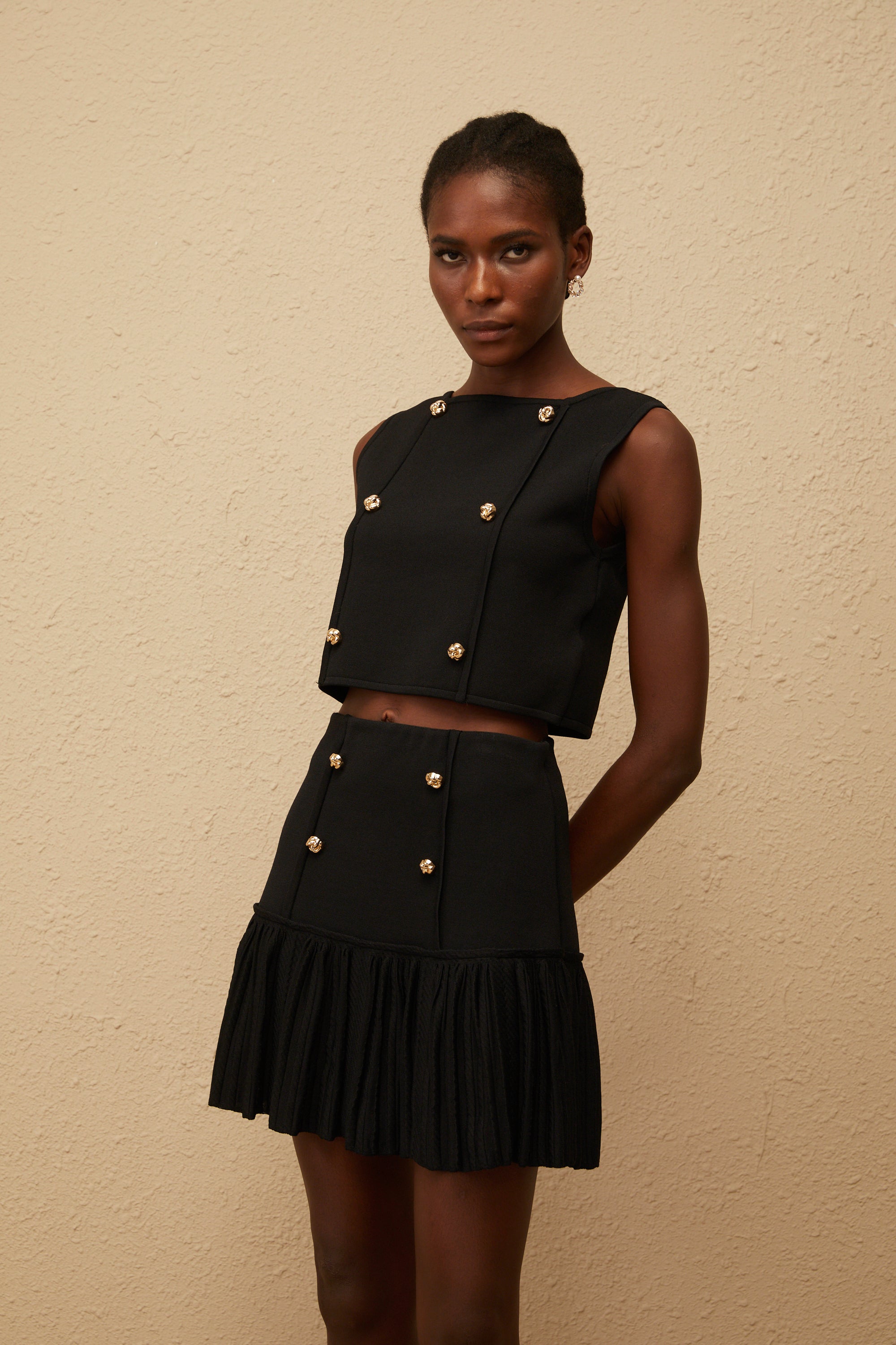 Georgia Black Knit Top & Skirt Set (Final Sale-US Only)