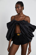 Solène bowknot scoop-back top in Black