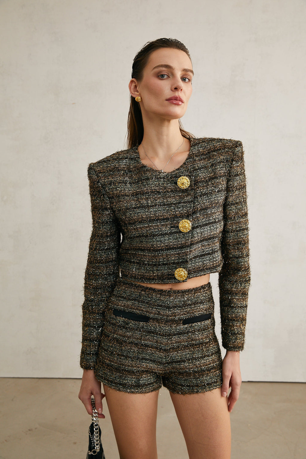 Éloïse metallic-threading cropped jacket (Final Sale-US Only)