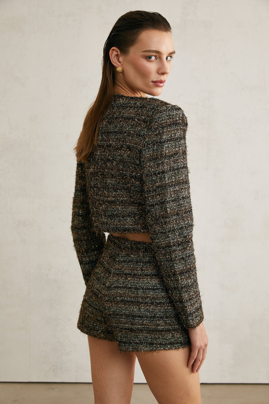 Éloïse metallic-threading cropped jacket (Final Sale-US Only)