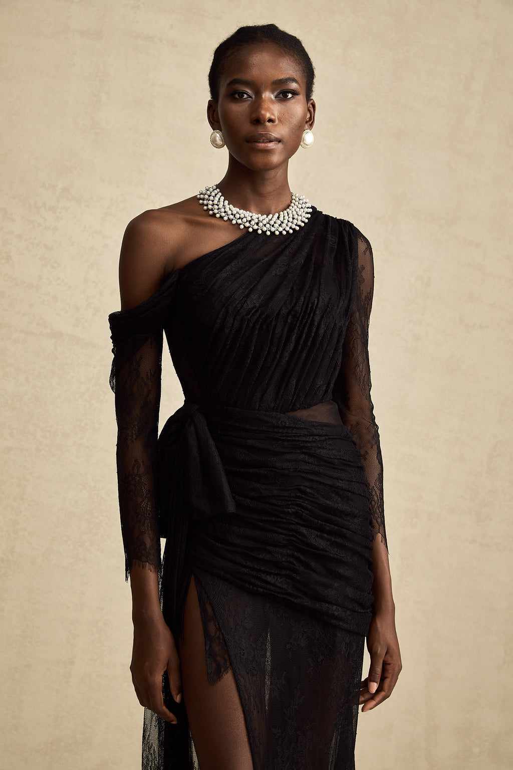 Jeanne black one-shoulder cut-out maxi dress (Final Sale-US Only)