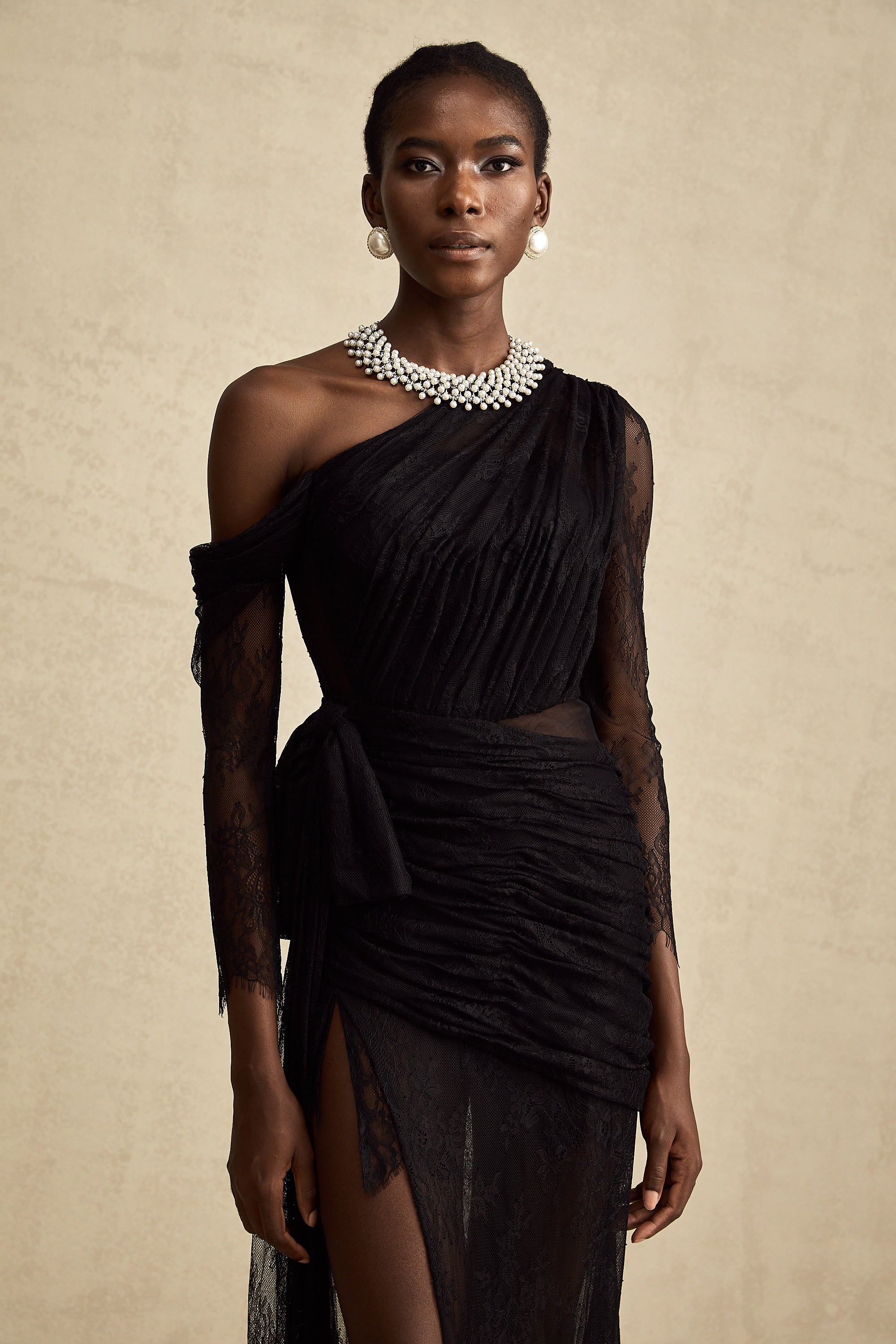 Jeanne black one-shoulder cut-out maxi dress (Final Sale-US Only)
