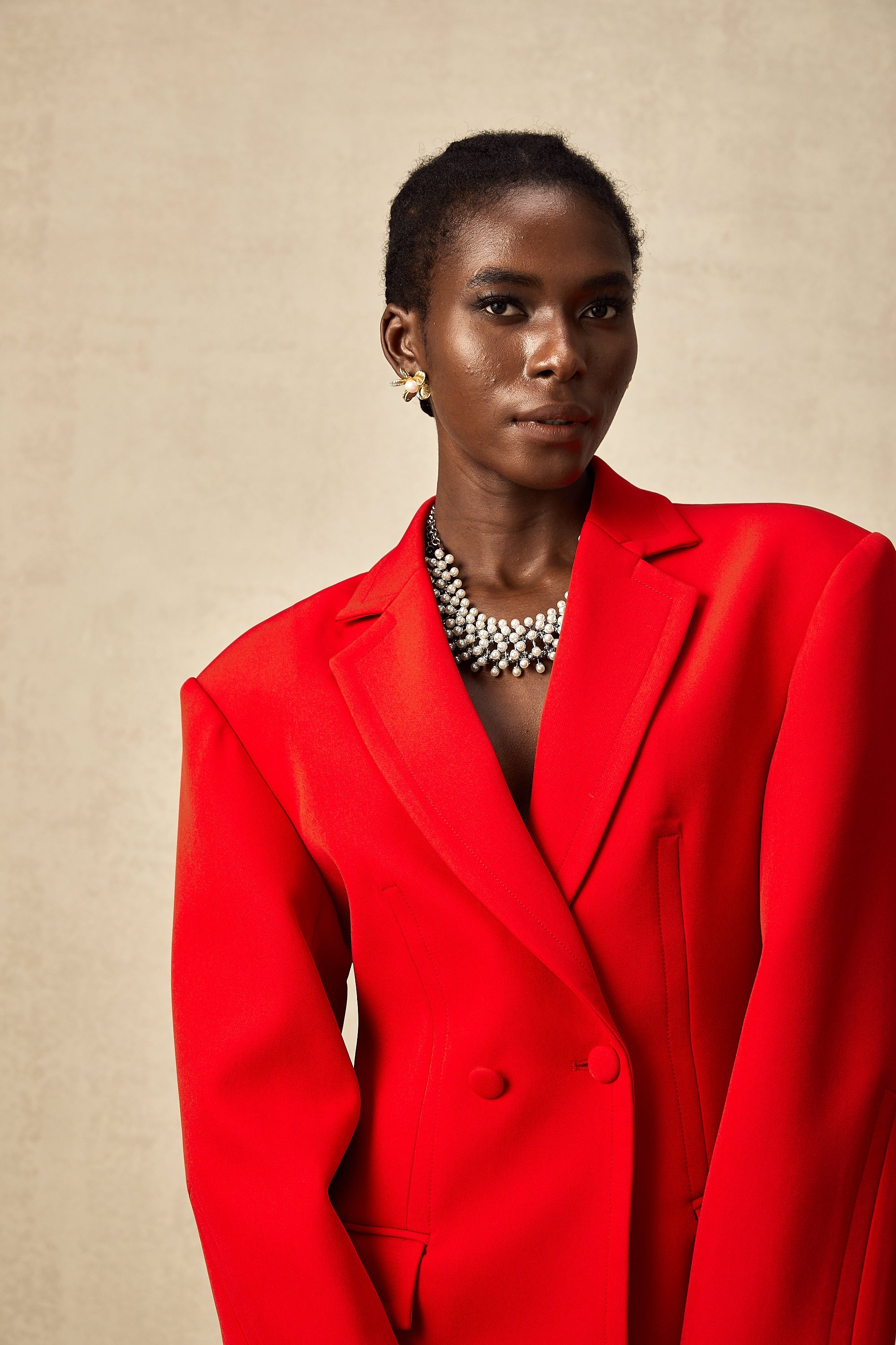 Coline red hourglass double-breasted blazer(Final Sale-US Only)