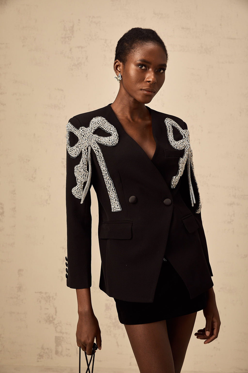 Vanessa black bow-motif embellished blazer (Final Sale-US Only)