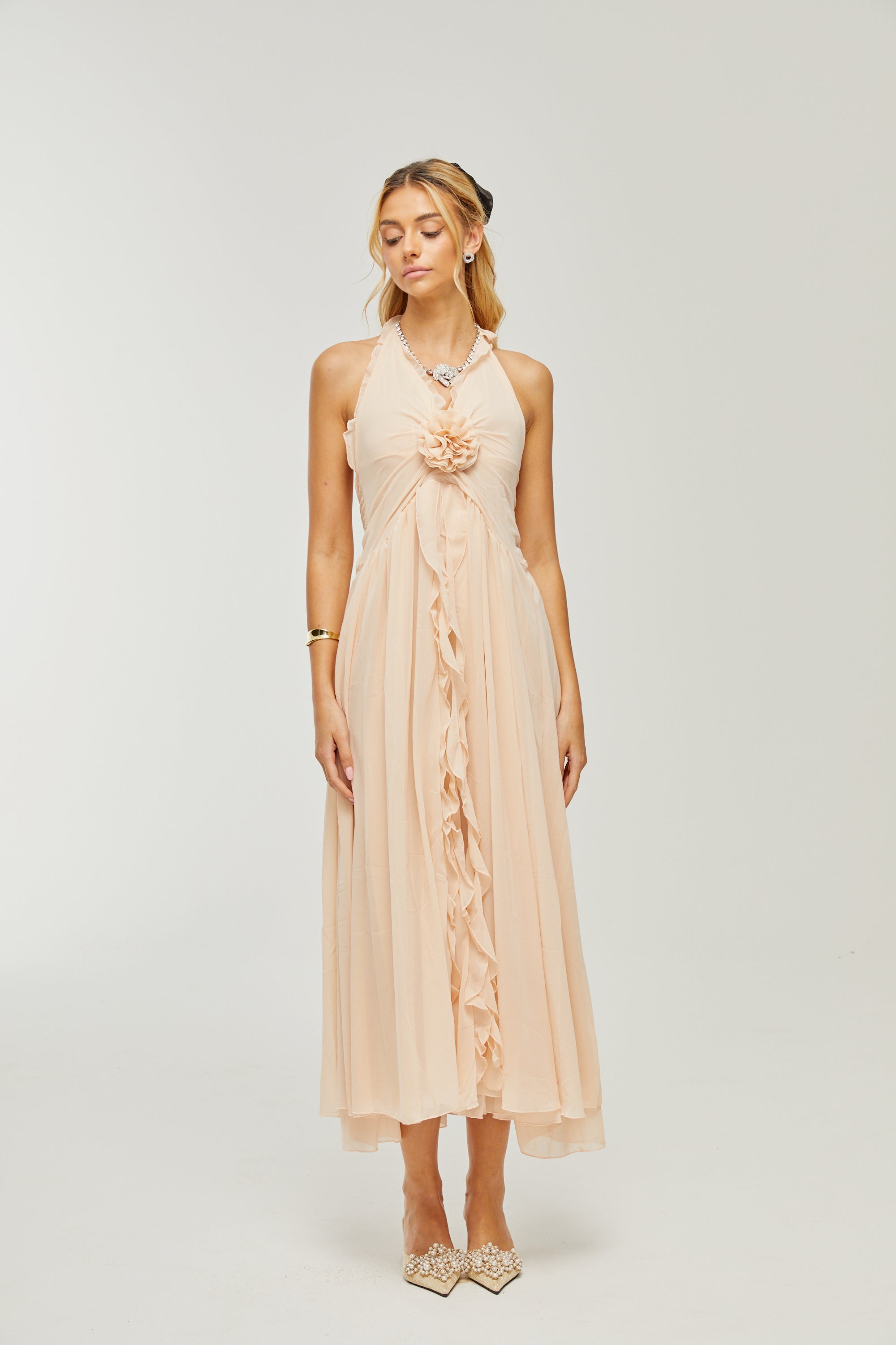Élodie ruffled faux-flower maxi dress (Final Sale-US Only)