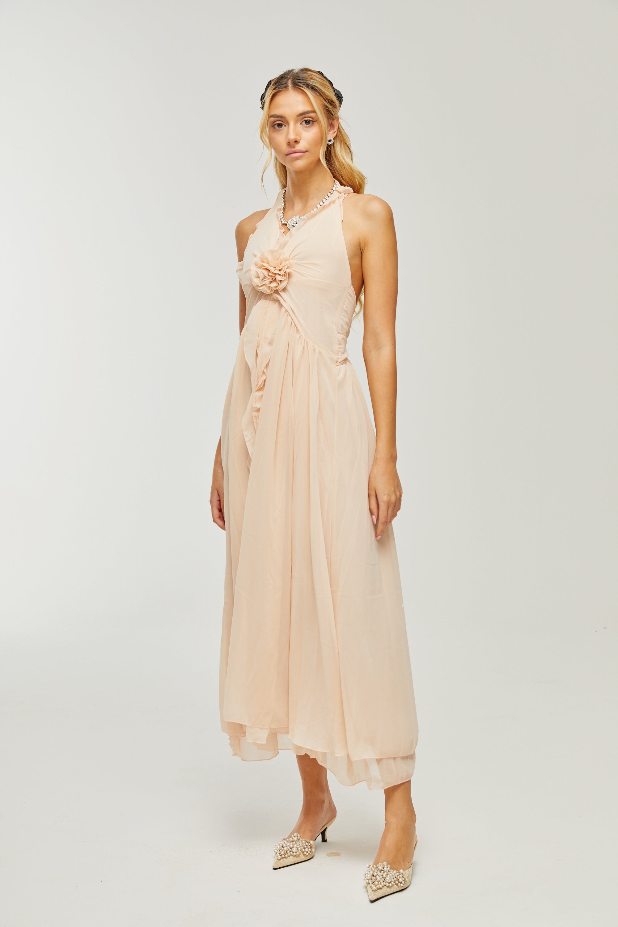 Élodie ruffled faux-flower maxi dress (Final Sale-US Only)