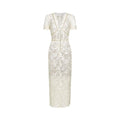 Vestido midi de encaje con adornos Kalena, estilo elegante y sofisticado para ocasiones especiales.