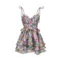 Vestido mini plisado con estampado floral Juliette de Final Sale, diseño elegante y femenino en colores vibrantes.