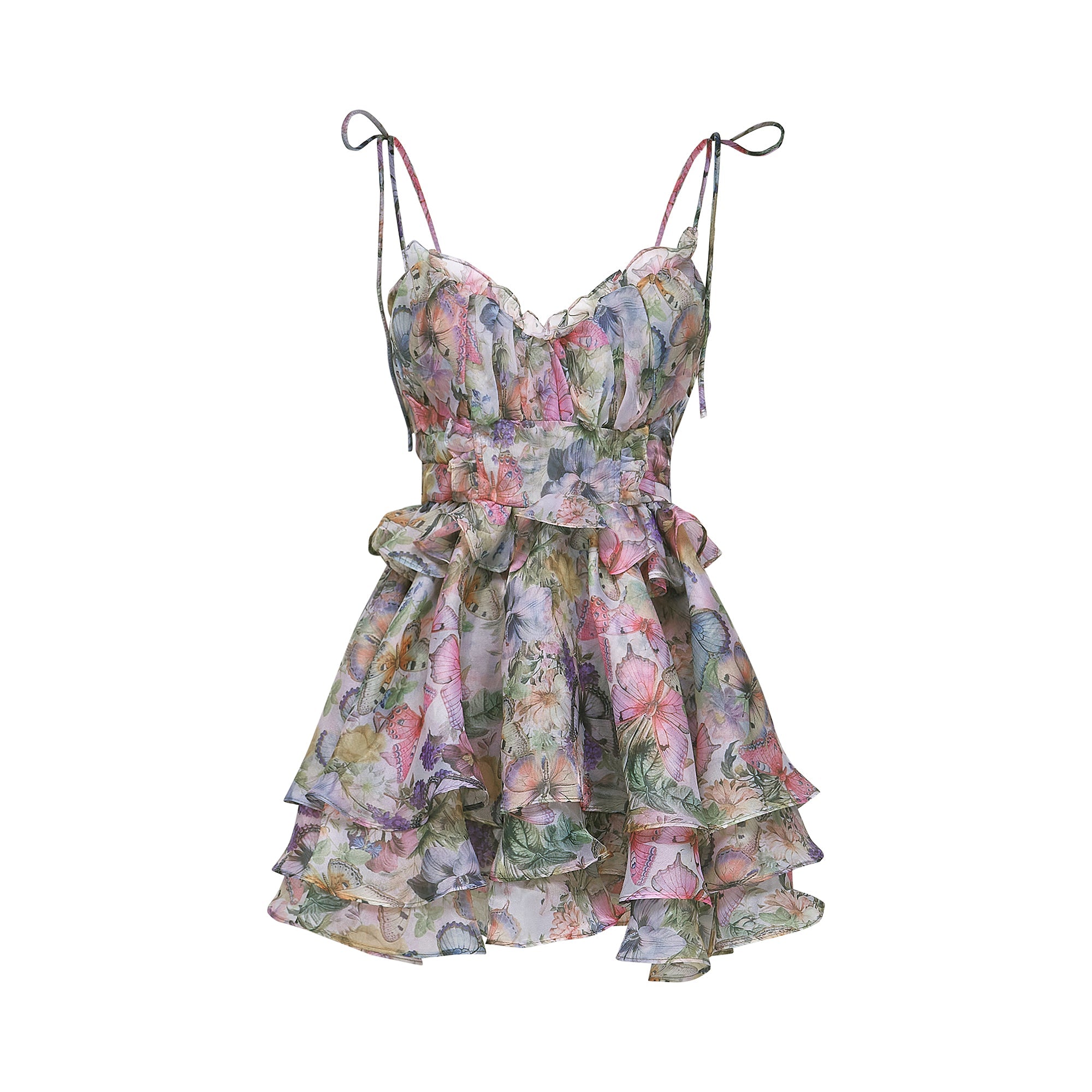Vestido mini plisado con estampado floral Juliette de Final Sale, diseño elegante y femenino en colores vibrantes.