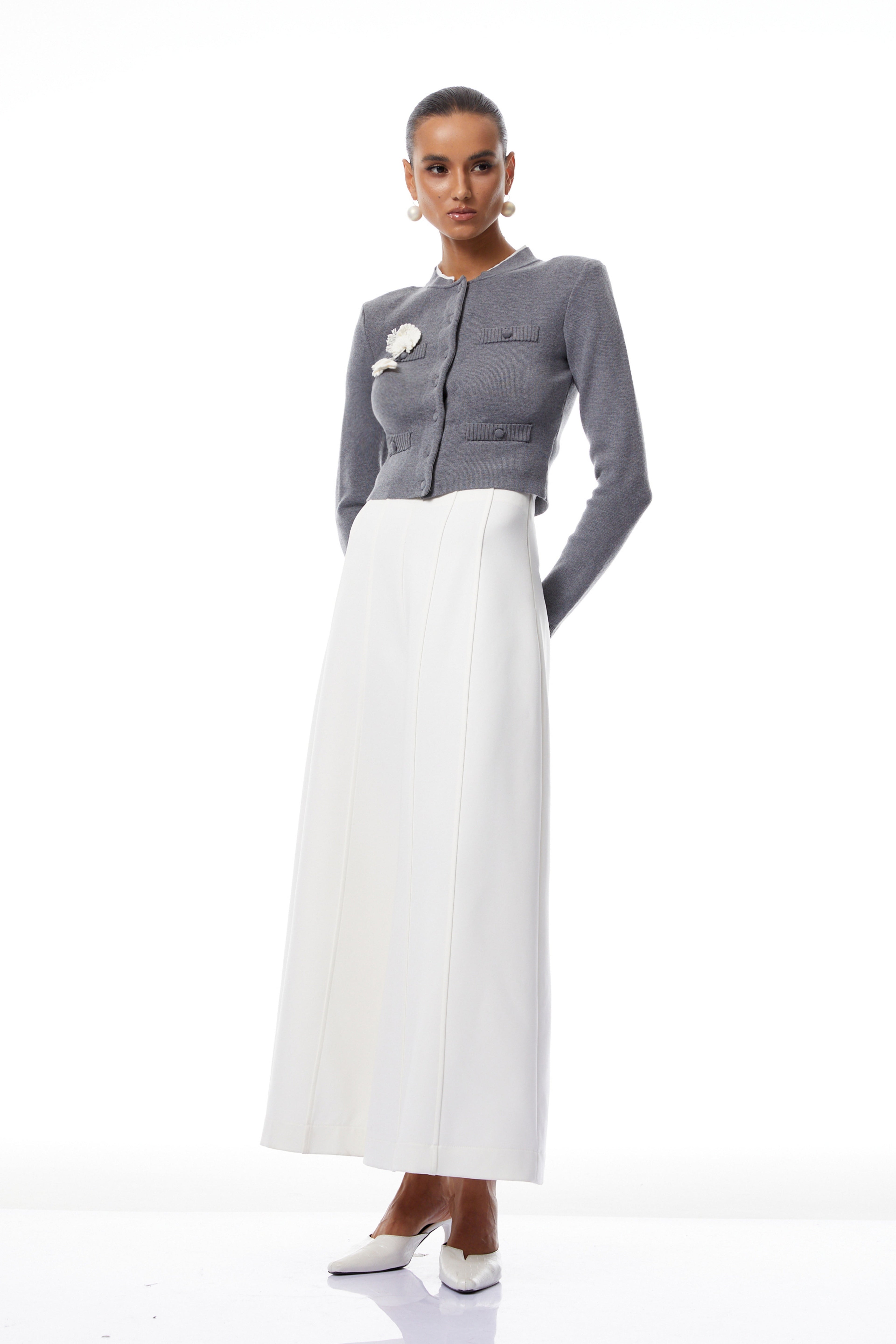 Lisette Grey 3D Petal Knit Cardigan