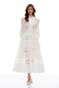 Synne White Lace Overlay Midi Dress