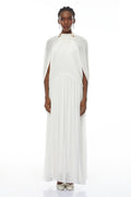 Bergljot White Cape Design Mesh Maxi Dress