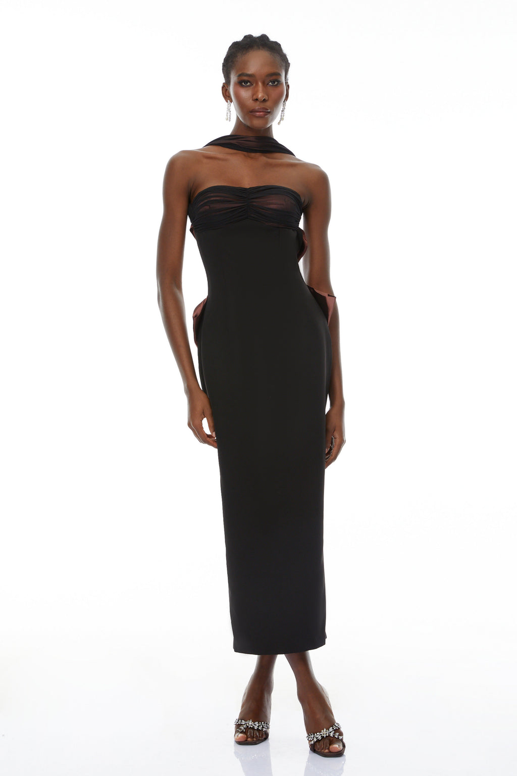 Miriam Black Open Back Maxi Gown with Bow
