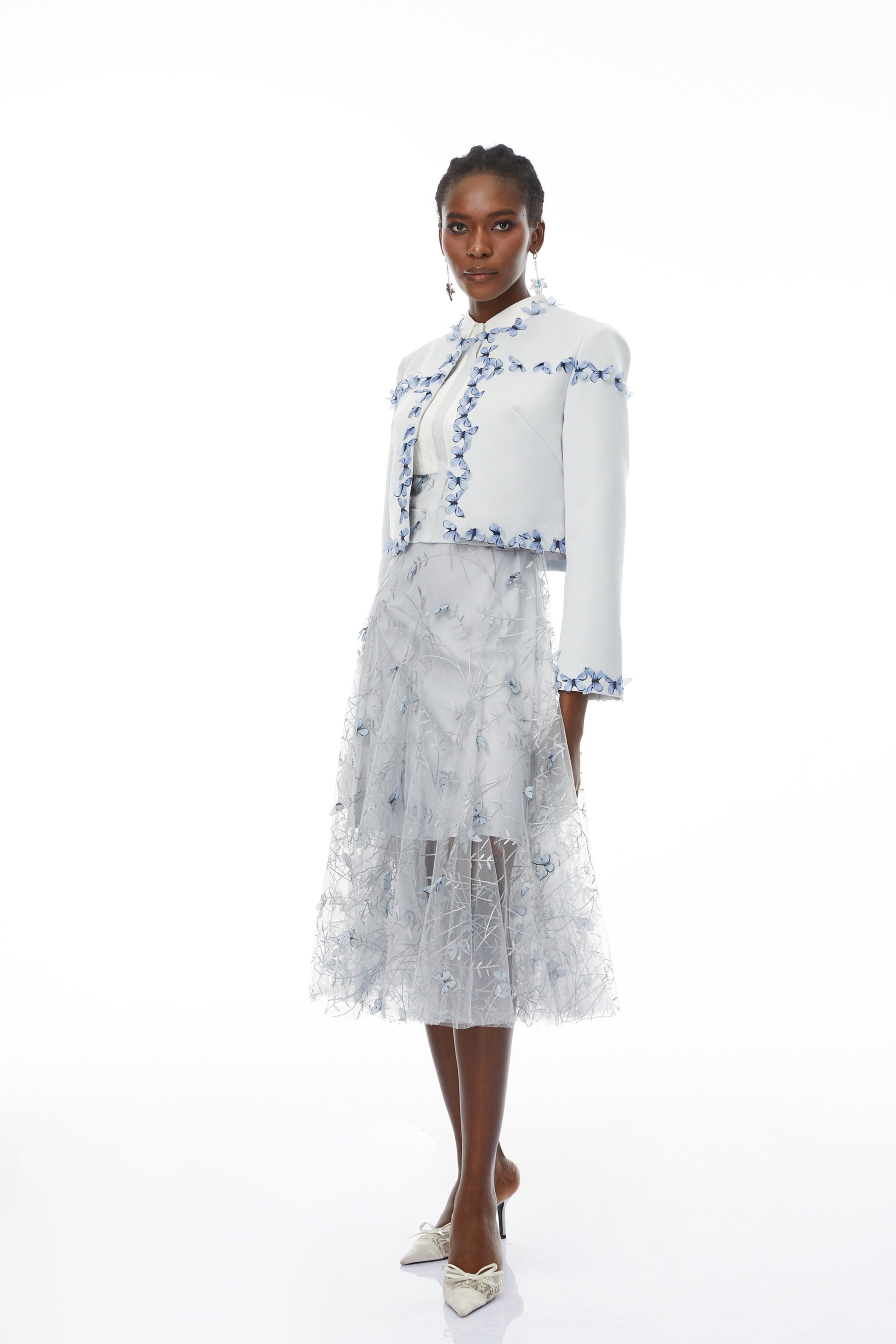 Neve Lavender Floral Appliqué Jacket & Dress Set