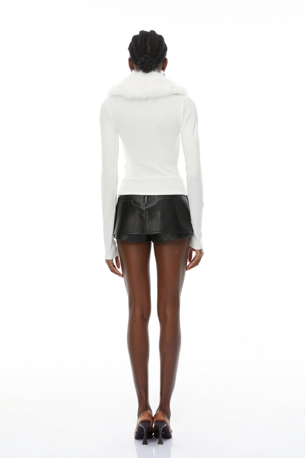 Marguerite White Fur Trim Top