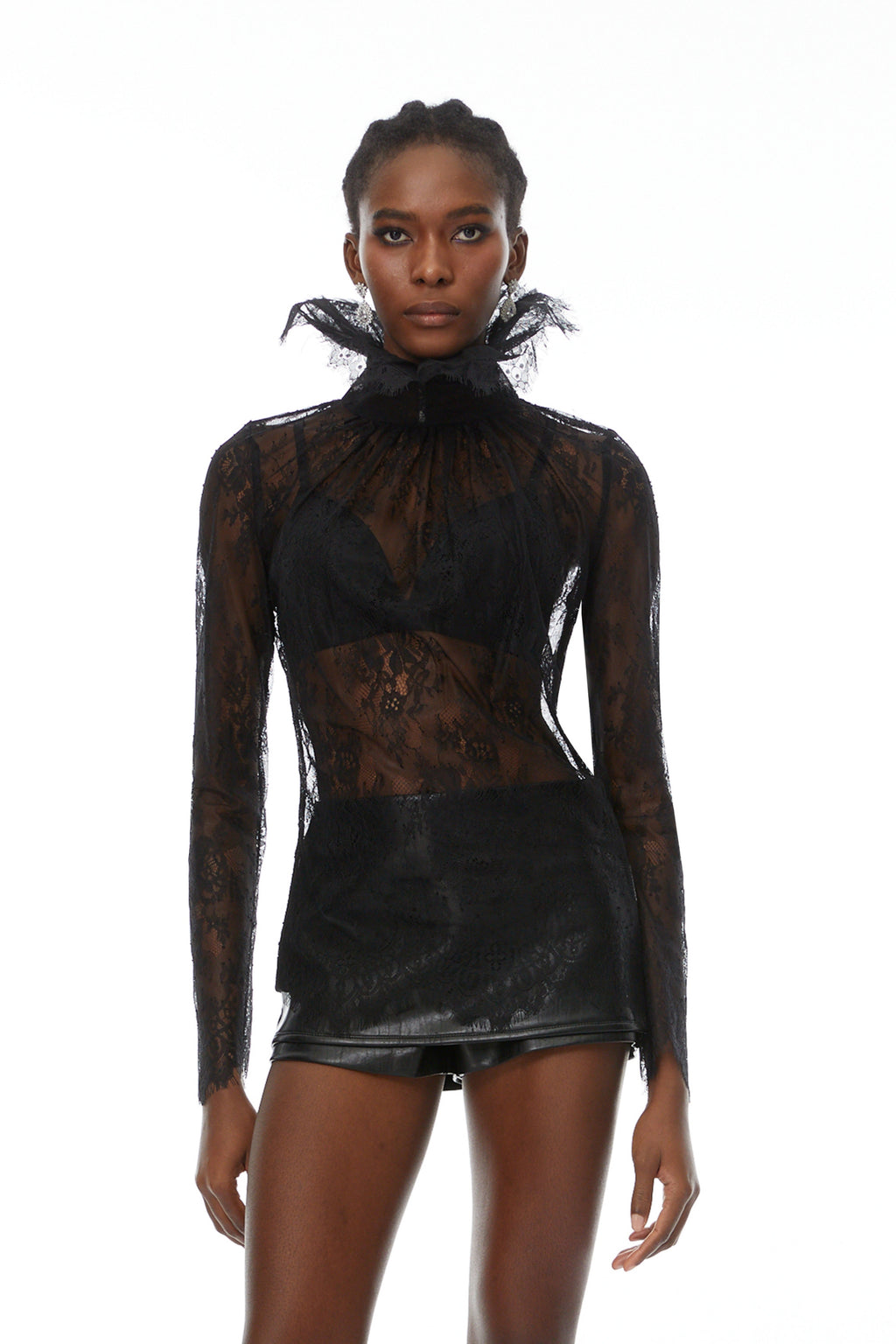 Gordana Black Sheer Lace Blouse