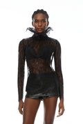 Gordana Black Sheer Lace Blouse