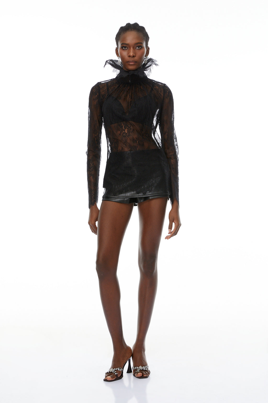 Gordana Black Sheer Lace Blouse