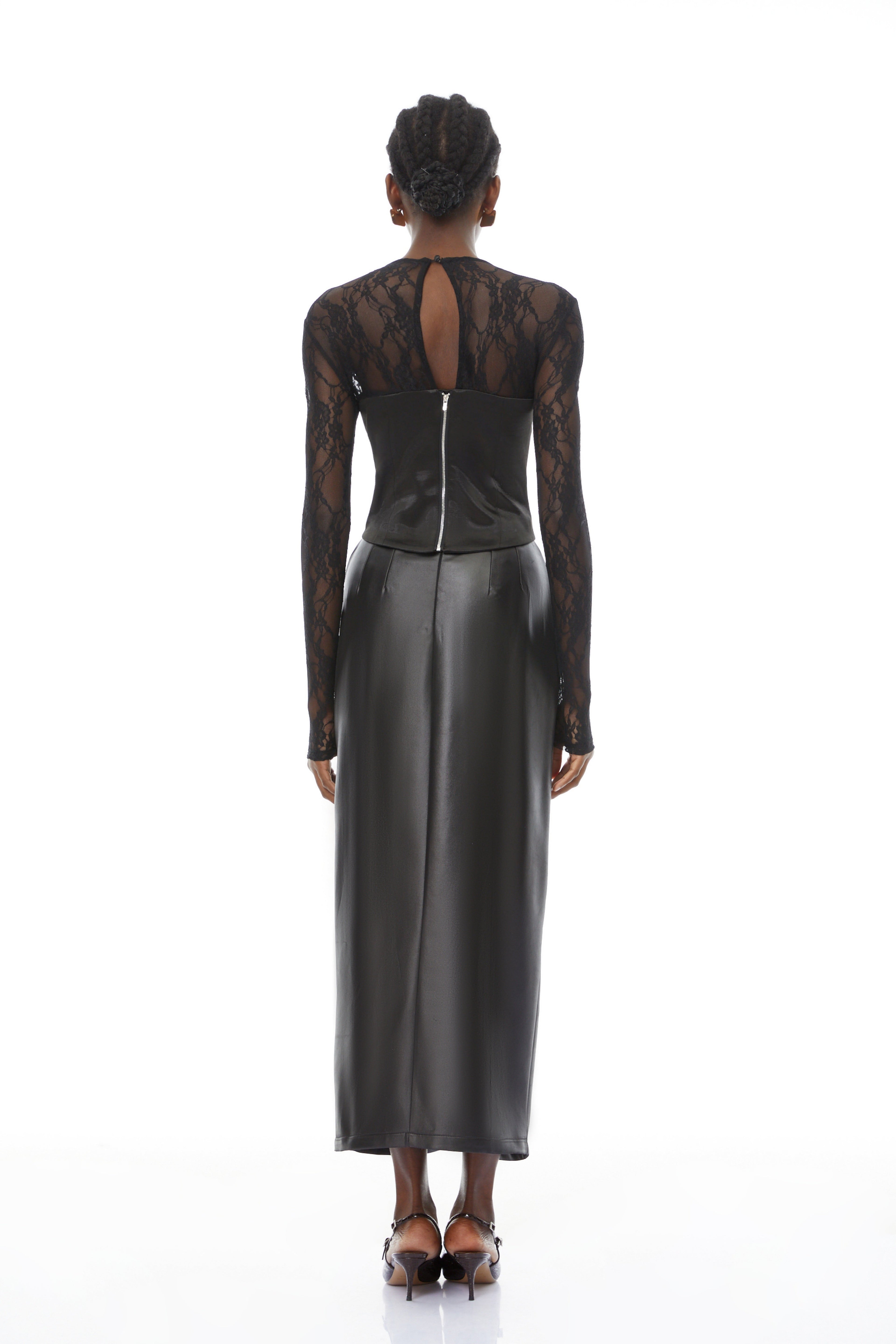 Dunja Black Lace Panel Corset Blouse