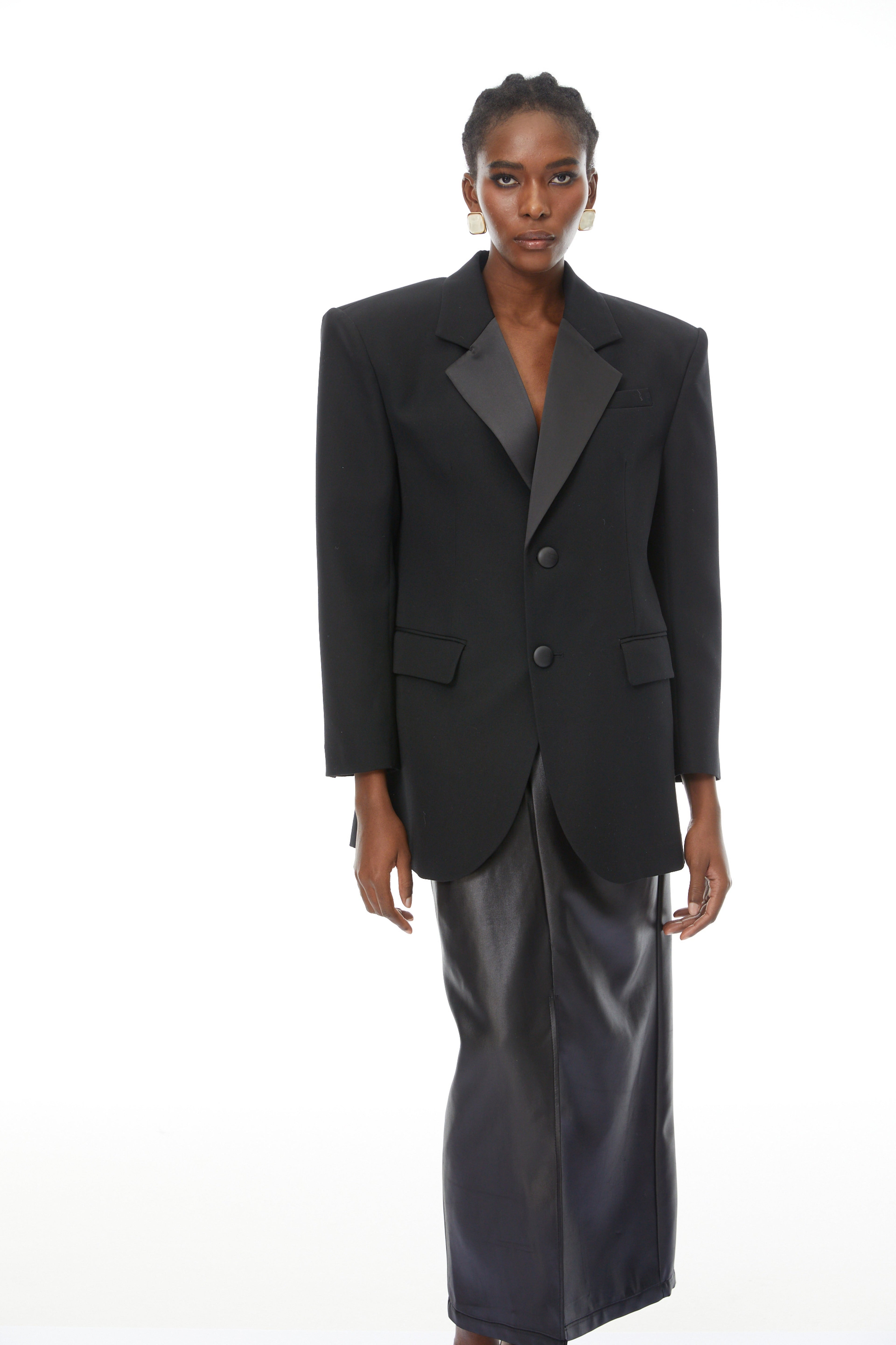 Simona Black Lapel Single-Breasted Blazer