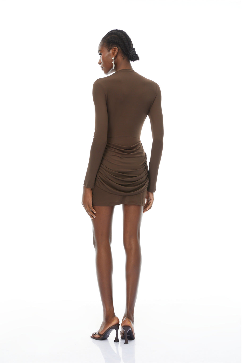 Astrid Brown Bodycon Ruched Mini Dress