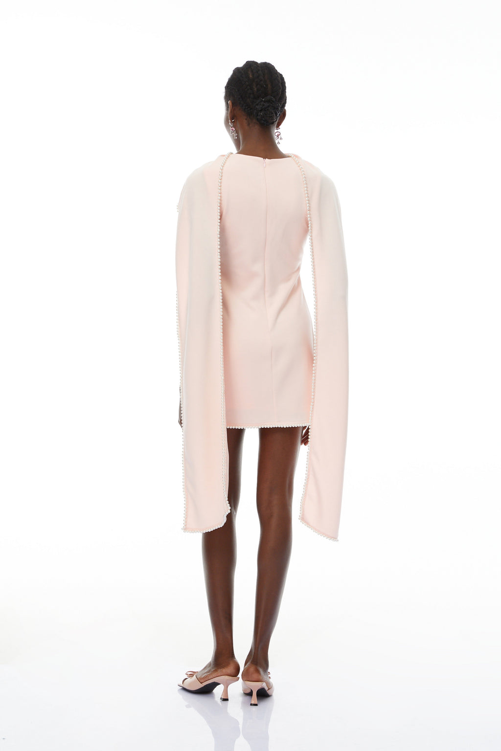 Piroska Pink Sleeveless Pearl Trim Mini Dress