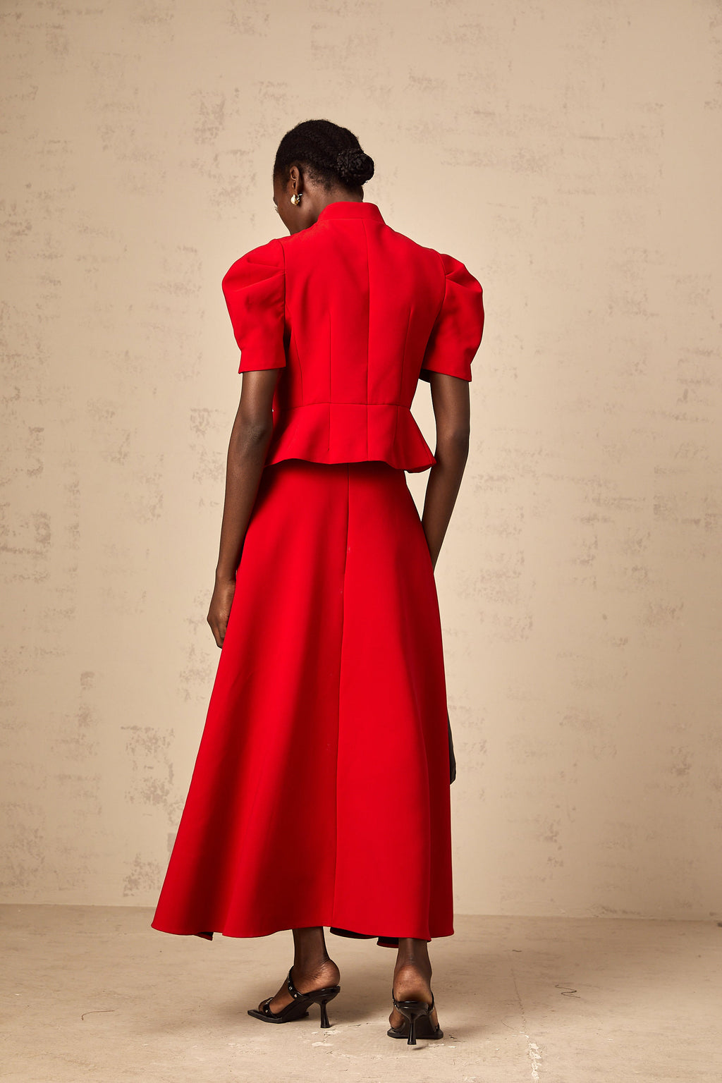 Colette red pleated blouse & skirt matching set (Final Sale-US Only)