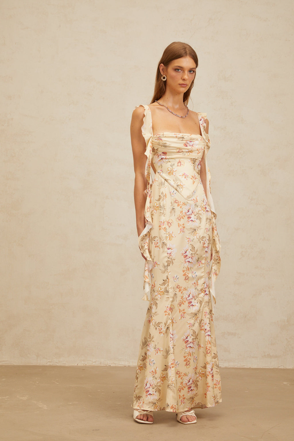 Alizée Yellow Floral Print Mermaid Maxi Dress (Final Sale-US Only)
