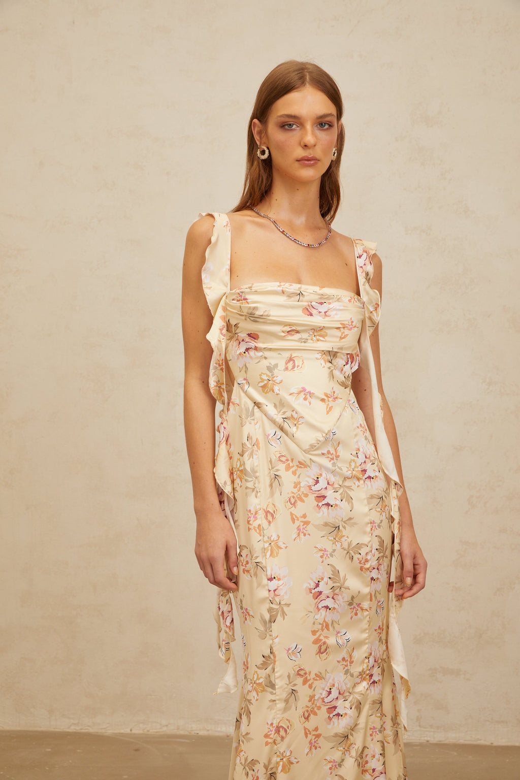 Alizée Yellow Floral Print Mermaid Maxi Dress (Final Sale-US Only)
