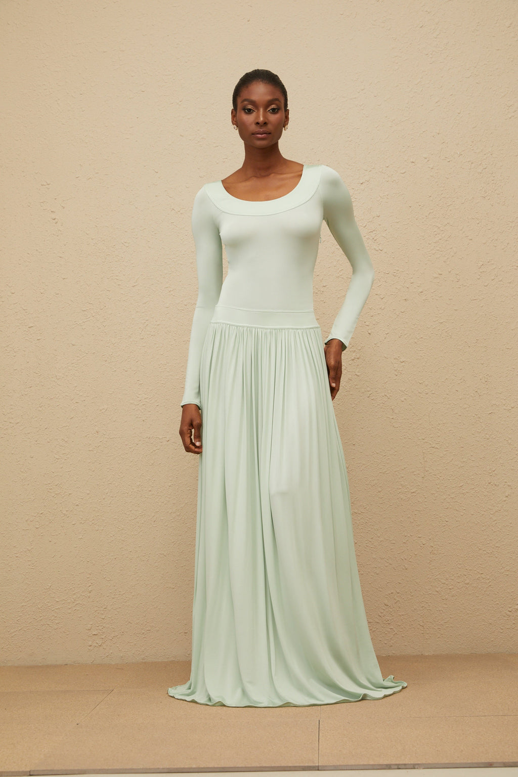 Campagne Green Open-Back Shirred Maxi Dress  (Final Sale-US Only)