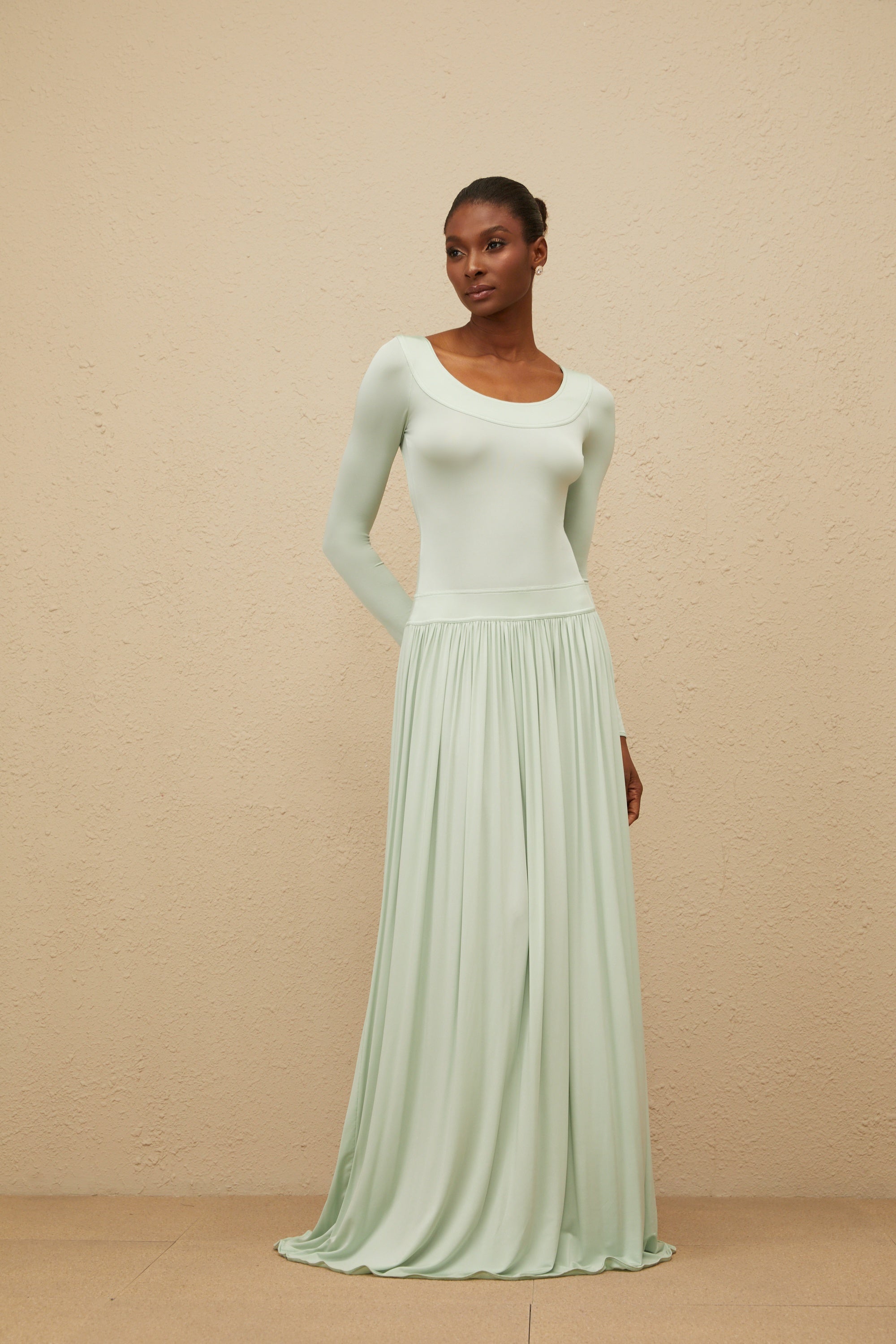 Campagne Green Open-Back Shirred Maxi Dress  (Final Sale-US Only)