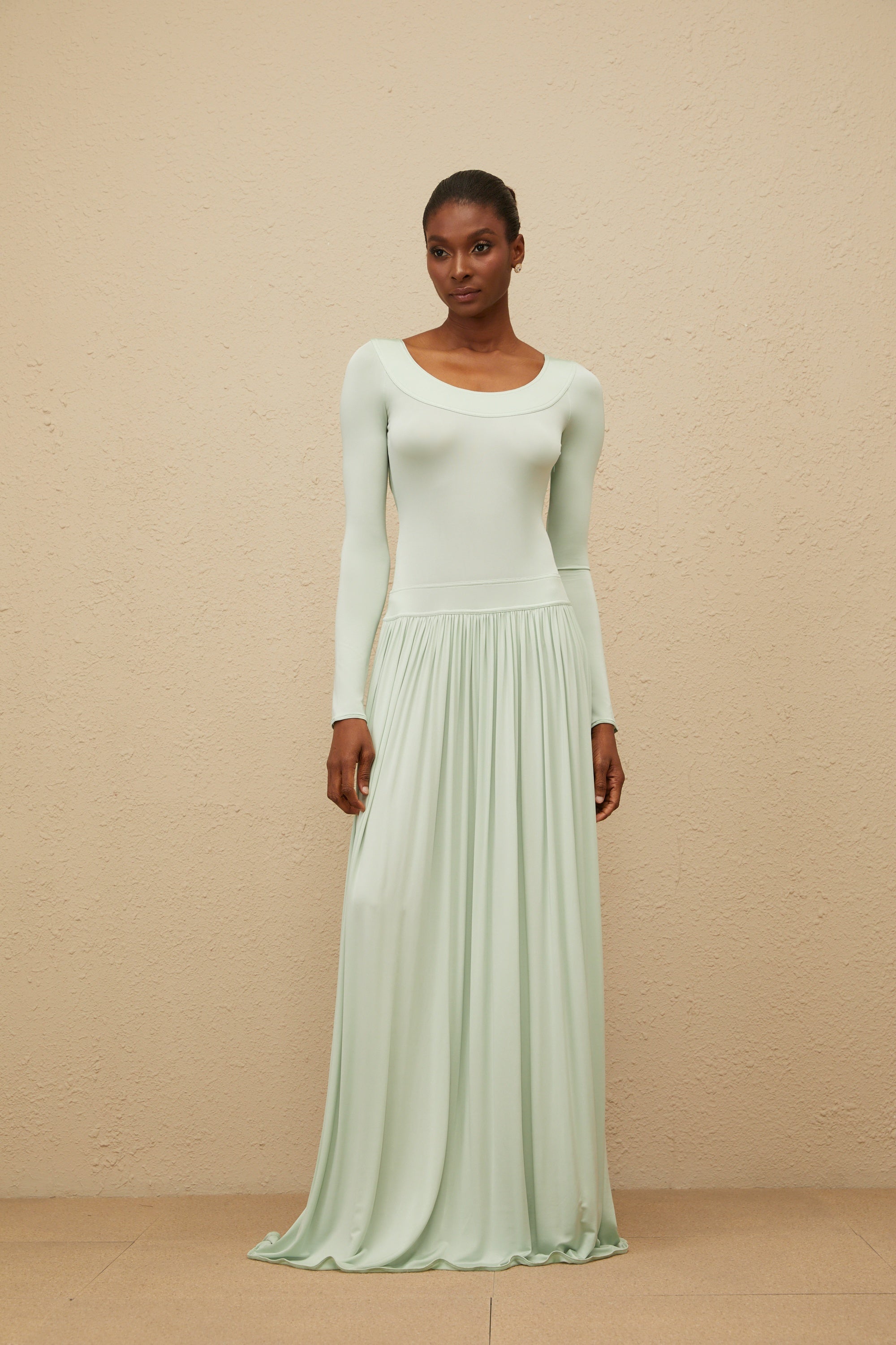 Campagne Green Open-Back Shirred Maxi Dress  (Final Sale-US Only)